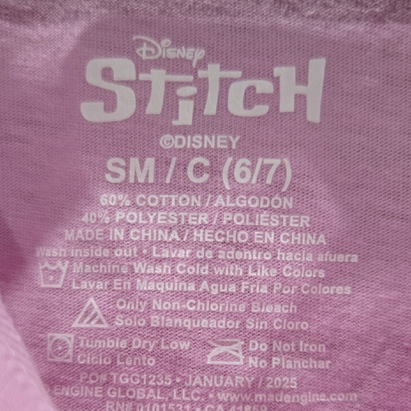 Disney Kids Short Sleeve Tees - Pink Stitch and Blue Princess Peach - Picture 2 of 4